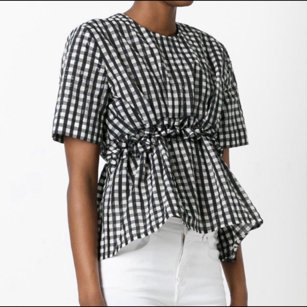 MSGM—Check Ruffled Detailed Blouse | Black 99